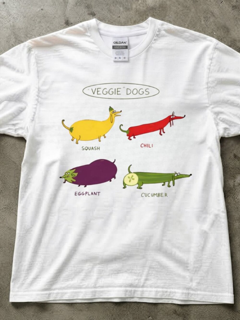 Gildan White Veggie Dogs Graphic Tee